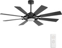 ELEHINSER 80 Inch Ceiling Fan with Lights and 3 Downrods, 8 Plywood Blades, 6-Speed Noiseless Reversible DC Motor, 3CCT, Windmill Ceiling fan for Kitchen Bedroom Living Room, Matte Black