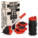 Furniture Lifter Tool with 4 Appliance Rollers 660 Lbs - Furniture Lifters for Heavy Furniture Movers with Wheels Furniture Lift Mover Tool Set - Heavy Furniture Sliders Moving Furniture Gliders Red