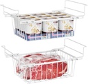 iSPECLE Chest Freezer Organizer - 15.2" ~ 17.5" Freezer Organizer Bins, Fit 5 Cu.Ft, Adjustable Hanging Chest Basket, 2 Pack White
