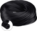 Frienda 250 ft Screen Spline, Replacement Black Window Screen Retainer Spline, Hollow Serrated Door and Window Mesh Shielding Holder for Mosquito Net Fixing, Rubber, Round(0.125 Inch)