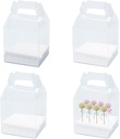 4 PCS Cake Pop Boxes Packaging, Portable Cake Pop Holder Boxes Clear Cakesicle Lollipop Display Stand Tall Cakepop Display Carriers with Foam Base for Lollipops Candy Pops, 10.4 x 5.1 x 5.1 Inch