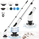 Electric Spin Scrubber for Cleaning: Cordless Scrub Brush with Extension Handle and Adjustable Speeds - Power Scrubbers for Cleaning Bathroom Shower Tub Tile Floor Car (White)