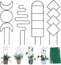 Indoor Plant Trellis for Climbing Plants, 16inch Small Garden Metal Trellis for Potted Plants Outdoor with Different Patterns for Vine Ivy Flower Plant Support 4 Pack