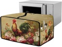Rooster Flower Print Toaster Oven Dust Cover, Heavy Duty Heat-resistant Cover for Microwave Oven, Kitchen Counter Small Appliances Protector (Medium-16.1×19.71×10 inches)