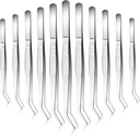 35 Pcs Carbon Steel Tweezers with Curved Serrated Tip, Multipurpose Craft Tweezers Non-Slip Forceps for Sewing Repairing