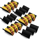 Baderke Mexico Taco Holder Stands Set of 6 Black Large Tray Plates Plastics Holder for Taco Night Tuesday Carnival Party Supplies, Dishwasher Microwave Safe