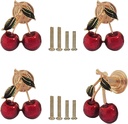 Cherry knobs 4PCS, Cabinet Drawer Knob,Zinc Alloy Single Hole Cherries Shaped Pull Handle Knobs for Dresser Drawer Cabinet Closet Pull Door Decorative Knobs