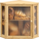 Corner Bread Box for Kitchen Countertop - Bamboo Large Capacity Bread Storage Bin with Acrylic Wavy Door Panel,Bread Box (Natural,Extra Large)