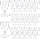 48 PCS Disposable Plastic Wine Glasses,Clear Stackable Plastic Goblets,Hard Party Wine Cups with Stem for Weddings Birthday Parties Picnics,5 Oz
