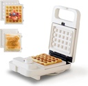 2-in-1 Waffle Sandwich Maker with Removable Non-Stick Plates, Compact Panini Press Grill for Grilled Cheese, Tuna Melts, Burgers, Steaks & Snacks, Easy to Clean, Cool-Touch Handle