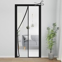 Adjustable Transparent Insulated Door Curtain, Magnetic Thermal Self-Closing Screen Door Cover, Hands Free for Kitchen, Bedroom, Air Conditioner Room, Fits Doors up to Width 29" - 34" Height 79" - 82"