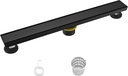24-Inch Linear Shower Drain, Rectangular Matte Black Shower Floor Drain with Tile Insert Cove & Hair Strainer