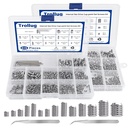 1305PCS Metric + SAE Set Screw Assortment Kit, Internal Hex Drive Headless Set Screw Assortment Kit with 10 Hex Wrenches, M3 to M8 and 1/8-40 to 5/16-18 (304 Stainless Steel)