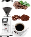 Electric Flat Burr Coffee Grinder,with Precision Timer,Household‌ Automatic Coffee Bean Mixer Grinder,19 Precise Grinding Adjusted,White-1500ml