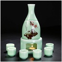 Celadon Sake Set with Sake Warmer Gift Box Packaging 9 PCS (C) (B)