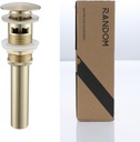 RANDOM Brushed Gold Sink Drain With Overflow Bathroom Pop Up Drain Stopper for Assembly Vessel Sink Solid Brass 83006BG.