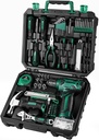 Tool Kit: 8V Cordless Drill, Home Toolbox with storage case, Hand Tool set for Home Repairs 126 Piece, Green
