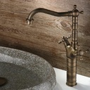 Lovedima Vessel Sink Faucet,Antique Brass Bathroom Mixer Faucet with Double Cross Handles