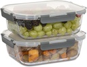 10 Cups Large Glass Food Storage Container with Lid set