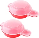For 2 Microwave Egg Cookers, 1-Minute Fast Omelet Maker for Breakfast, Red/White