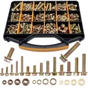 820pcs Metric Flange Bolt Assortment, Bolts and Nuts Kit, M6x1.0, M8x1.25, M10x1.5, M12x1.75(16mm to 50mm) Bolts and Nuts Assortment, Flange Hex Bolts and Nuts Washers Kit, Yellow Zinc, 16 Sizes
