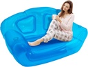Transparent Inflatable Sofa Chair - Portable Blow Up Couch for Indoor, Outdoor, Camping, Beach, Patio, Yard, Office & Travel - Double Seater Air Furniture with 440lbs Capacity, Blue