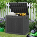 NUNU LAB 31 Gallon Outdoor Storage Box Waterproof,Indoor Outside Deck Box,Backyard Storage Bin For Package Delivery,Garden Tools,Patio Cushions,Pool Accessories,Storage Bench Lockable Lid