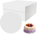 4 Sets Cake boxes 12x12x6 inches with Cake Board for Cakes, White Cake Boxes, Disposable Cake Containers