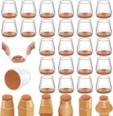 24Pcs Silicone Chair Leg Floor Protectors, Felt Furniture Pads for Hardwood Floors, Rubber Chair Leg Protectors for Hardwood Floors, Chair Leg Caps Chair Leg Covers for Wooden Floors(Clear, Large)