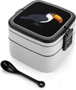Toucan Portable Bento Box with Handle 2 Compartment Leak-Proof Stackable Lunch Box for Work Picnic Camping