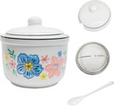 Ceramic Bacon Grease Container with Strainer,Cooking Oil Storage Can 17oz(Colorful)
