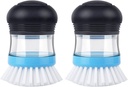 MR.SIGA Soap Dispensing Palm Brush, Kitchen Brush for Dish Pot Pan Sink Cleaning, Pack of 2, Navy/Blue