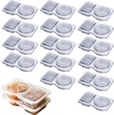 15PCS Double Compartment Condiment Containers with Lids,Disposable 2 Compartment Snack Containers,Dual Compartment Containerfor for Condiment, Dip, Sauce, Sampling and Travel Snacks