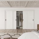 80" White Prefinished 2-Panel Pantry Sliding Closet Door with Hardware Kit,96"×80"