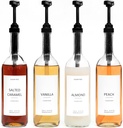 Demi's Home 25.4 oz 750 ml Glass Coffee Syrup Dispenser for Coffee Bar - 4 Pack - Comprehensive Label Set & ¼ oz Pumps Included