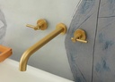 Wall Mount Tub Filler,Two Handle Bathtub Wall Faucet,Extra Long Spout Reach with High Water Flow,Brass Rough in Valve Included,Gold Brushed