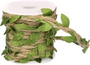 Natural Jute Twine with Green Leaf Ribbon – 33ft Decorative Vine Rope for Gardening, Plant Hanging, Crafts, Gift Wrapping, and DIY Projects (Jute Twine + Dark Green)