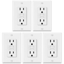 ELECTECK 5 Pack GFCI Outlets 15 Amp, Non-Tamper Resistant, Decor GFI Receptacles with LED Indicator, Ground Fault Circuit Interrupter, Wallplate Included, ETL Listed, White
