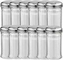 Sugar Shaker with Stainless Steel Pour-fip Lid, Clear Plastic Suger Shakers/Dispenser with 12 Oz. (360 ml) Capacity by GEEX DEPOT (12)