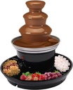 3-Tier Mini Chocolate Fountain Machine 10 Bamboo Skewers Removable Serving Tray 16-Ounce Chocolate Fondue Fountain for Party Birthday Wedding Chocolate Nacho Cheese BBQ Sauce Liqueurs (Black)