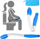 Foldable Toilet Aids for Wiping, Jhua 15.7" Long Reach Comfort Butt Wiper with PV Carrying Bag, Bottom Buddy Wiping Aid Tools, Toilet Paper Aids Tools Tissue Grip Self Wipe Assist Holder, Blue