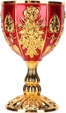 Gold Wine Chalice, Vintage Chalice Medieval Goblet, 4 Inch Vintage Engraving Wine Cup, Medieval Party Decorations, for Party Banquet Bar Wedding Anniversary (Gold Red)