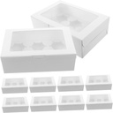 PRETYZOOM 10pcs Cupcake Boxes Paper Bakery Boxes Window Treats Packaging for Low-profile Cakes Muffins Donuts