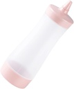BESTYASH Reusable Pink Plastic Sauce Squeeze Bottle Flexible Food Safe Condiment Dispenser with Removable Nozzle for Salad Dressing Jam Ketchup Oil Kitchen and Picnic Use