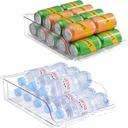 Adjustable Soda Can Dispenser for Refrigerator –Expandable Width PET Drink Organizer, Stackable Space-Saving Fridge Organizer for Cans & Bottles – 2 Pack