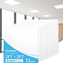 Ceiling Tile, 12 Pack Drop Ceiling 2ft x 2ft PVC Panel Cover 5mm Waterproof Washable and Fire-Rated Drop Tile 48 Sq. Ft - White