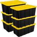 Sterilite 6-Pack Industrial Tote, Plastic Storage Container Bins with Lids, 27 Gallon - Heavy-Duty Organizing Containers for Closet, Bathroom, and Office