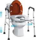 Raised Toilet Seat with Handles, Toilet Seat Riser for Seniors with Height and Width Adjustable, up to 400lbs, Commode Chair for Elderly, Pregnant and Handicap, Fit Any Toilet, FSA/HAS Eligible