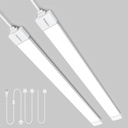 2 Pack Plug-in LED Shop Light, 4FT Tube, IP66 Waterproof and Linkable, 36W With Cord, 5000K Ceiling/Closet, 4000LM Under Cabinet for Room Garage