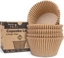 100pcs Jumbo Cupcake Liners for Baking, Natural Jumbo Muffin Liners, Unbleached, Greaseproof Parchment Paper, Cupcake Wrapper for Party, Wedding, Birthday, Christmas